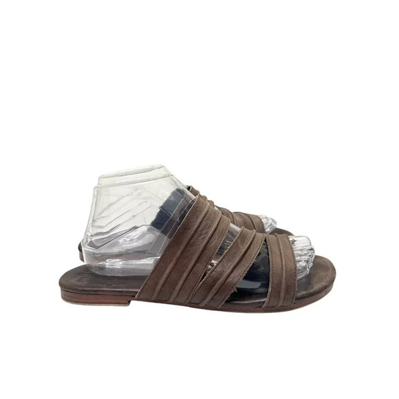 ELF Handmade Leather Sandals 9 Brown 3 Strap Boho Strappy Bali Granola Girl - Picture 3 of 11